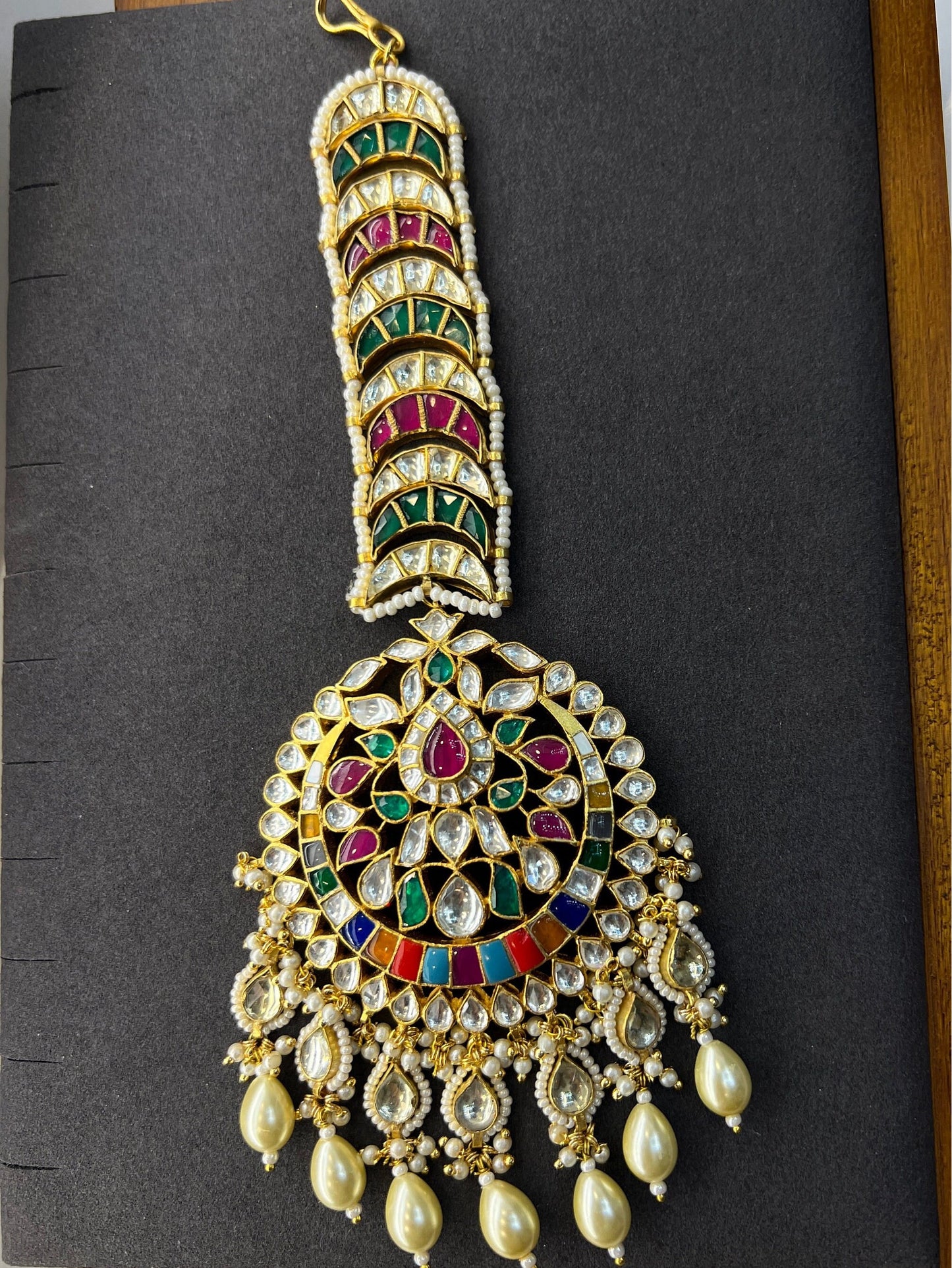 Pachi Kundan Tikka/ Heavy Kundan Tikka/ Multi Color Kundan Tikka/ Oversized Kundan Tikka/ Gold plated multi stones paachi kundan maangtikka