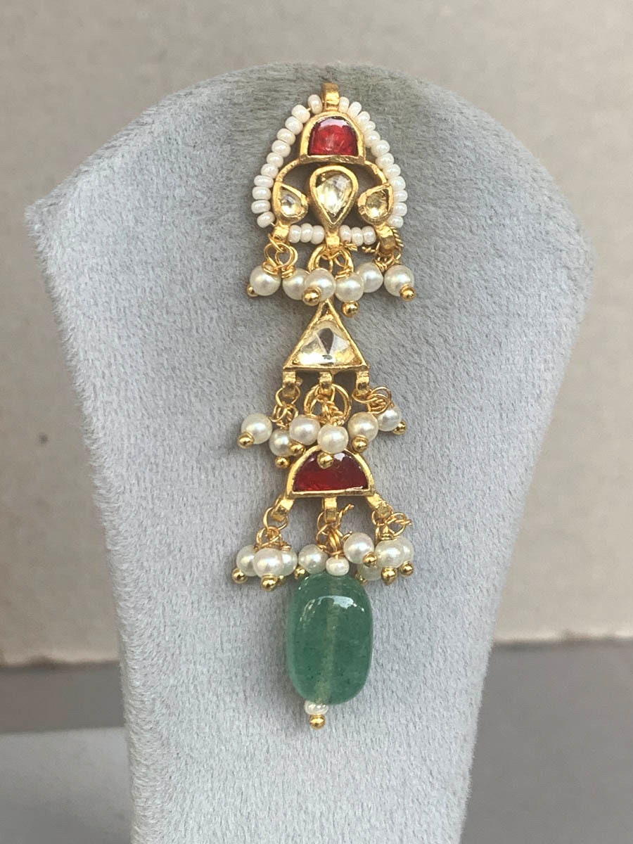 Next to Real Gold/ Antique Gold Plated jadau set with Natural stones/ Punjabi Jewelry/ Indian Jewelry set/ Amrapali Inspired