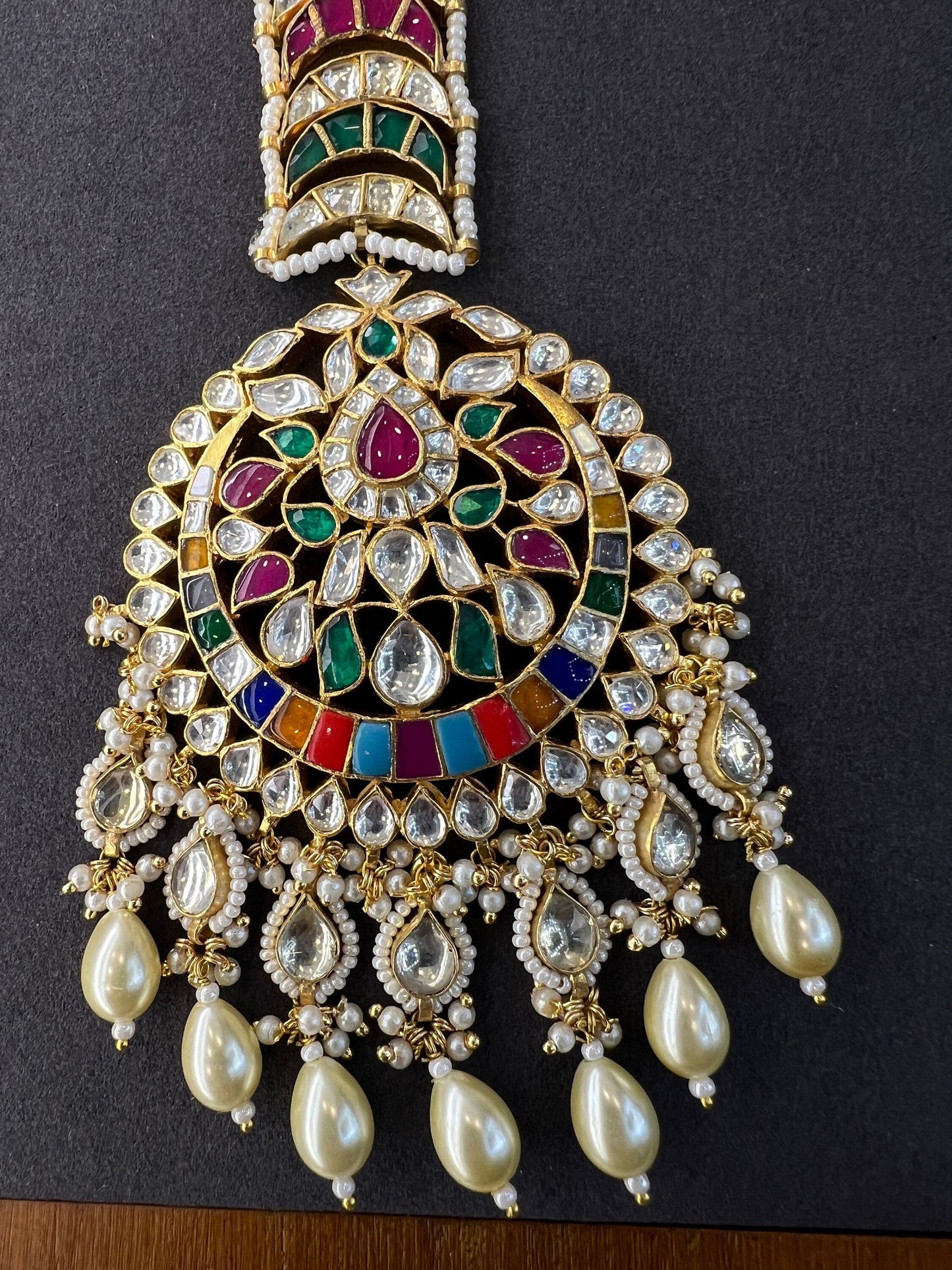 Pachi Kundan Tikka/ Heavy Kundan Tikka/ Multi Color Kundan Tikka/ Oversized Kundan Tikka/ Gold plated multi stones paachi kundan maangtikka