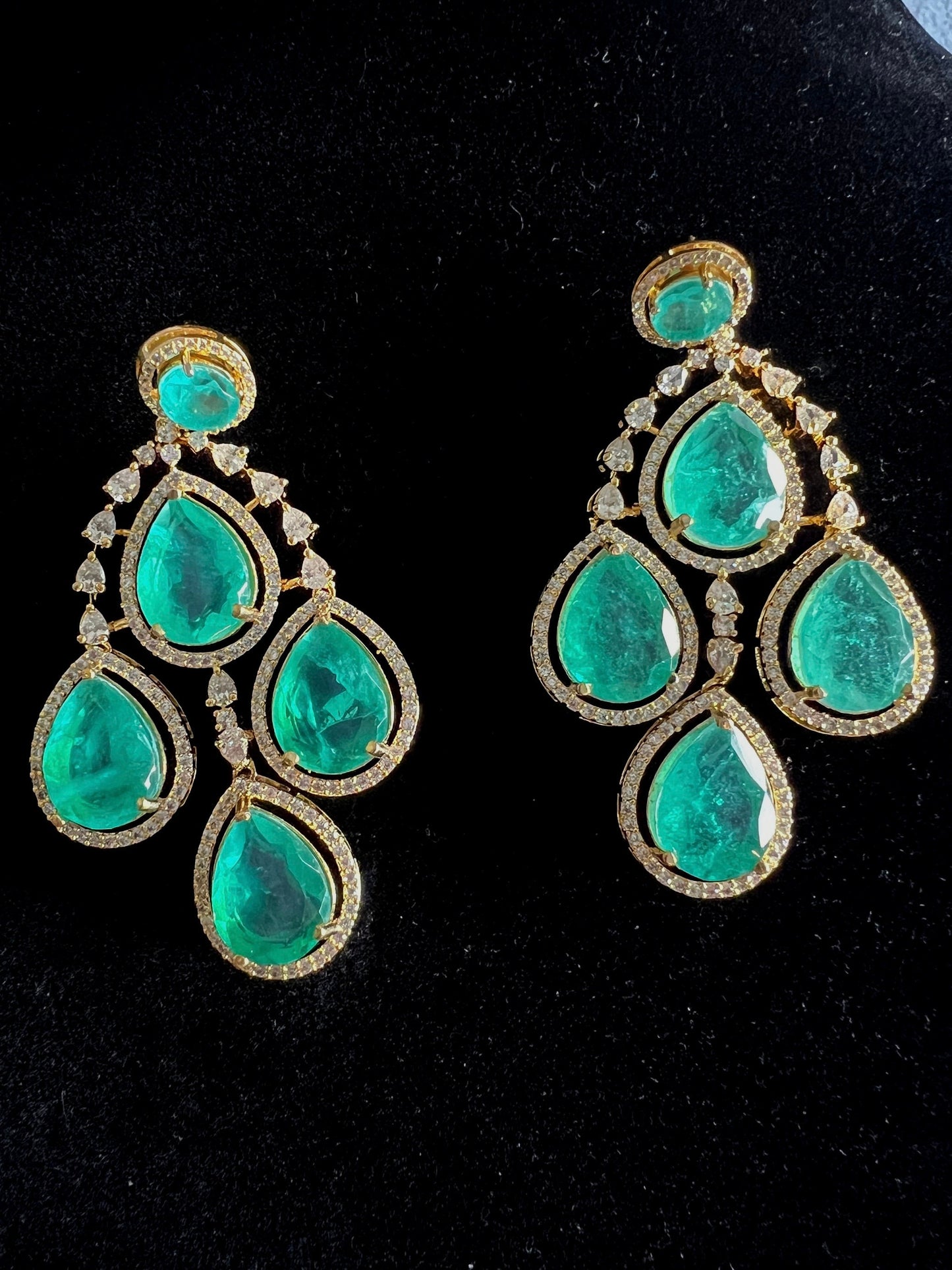 Mint Doublet Stone Earrings/ High Quality Earrings/ Next to real Diamond Earrings/ Victorian Earrings/ Mint Polki Danglers