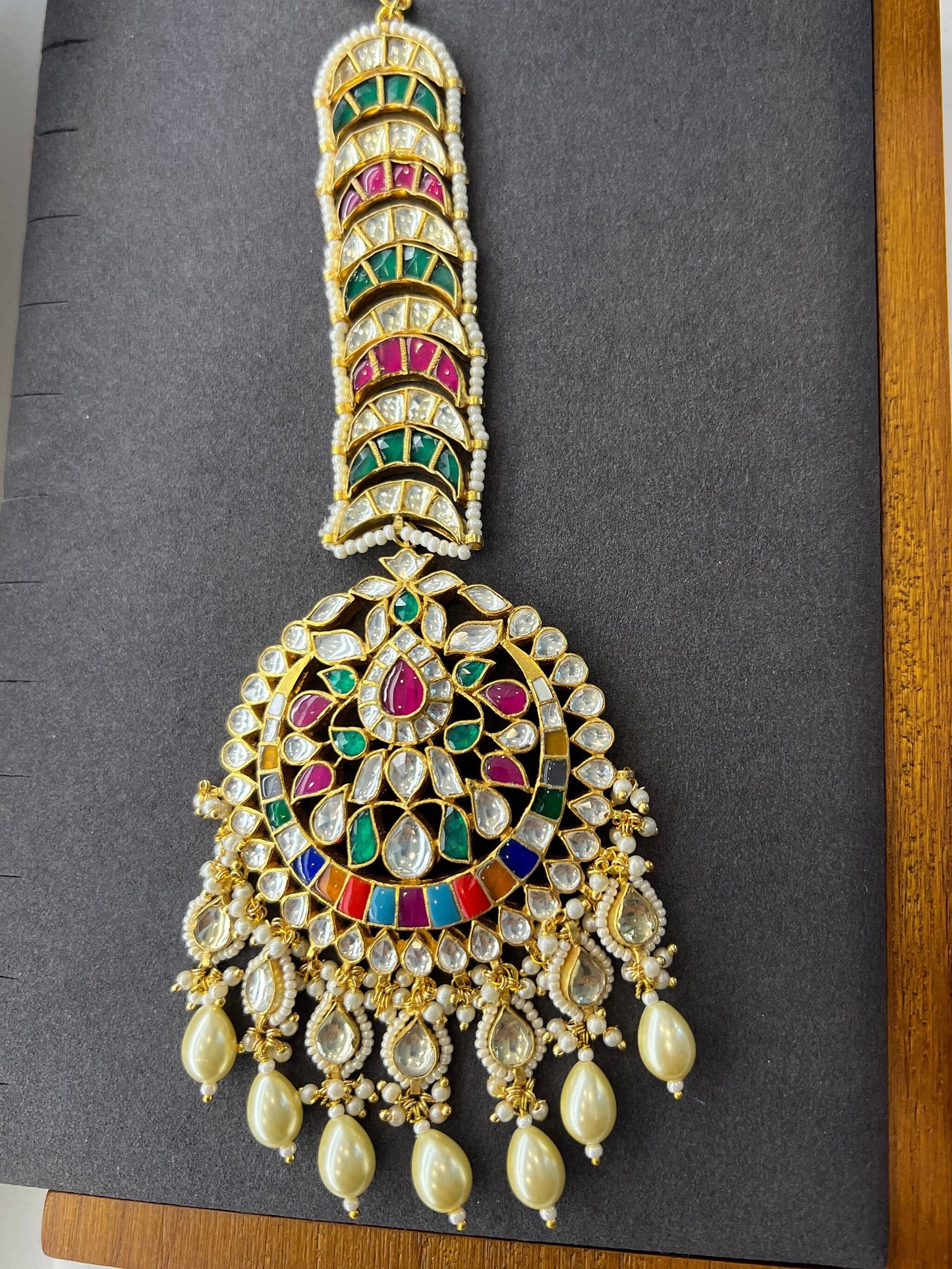 Pachi Kundan Tikka/ Heavy Kundan Tikka/ Multi Color Kundan Tikka/ Oversized Kundan Tikka/ Gold plated multi stones paachi kundan maangtikka