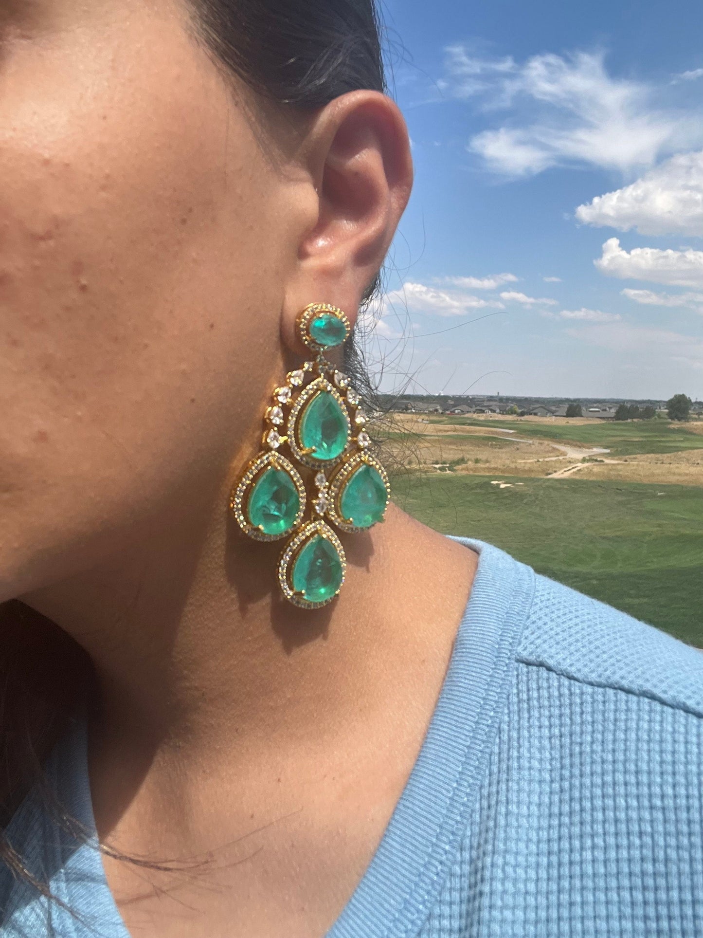Mint Doublet Stone Earrings/ High Quality Earrings/ Next to real Diamond Earrings/ Victorian Earrings/ Mint Polki Danglers