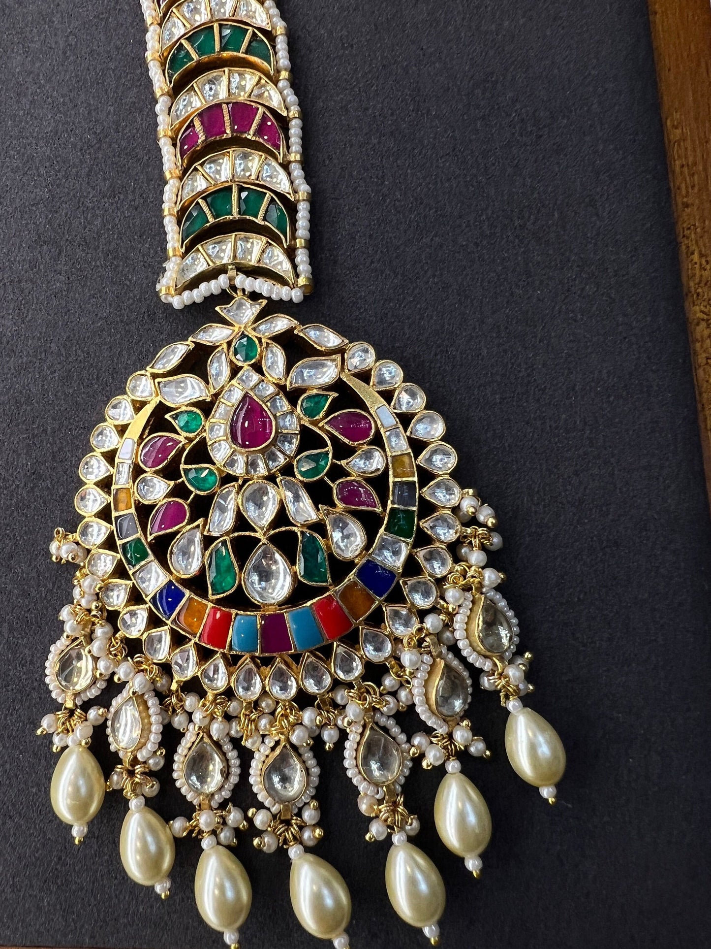 Pachi Kundan Tikka/ Heavy Kundan Tikka/ Multi Color Kundan Tikka/ Oversized Kundan Tikka/ Gold plated multi stones paachi kundan maangtikka